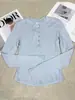 Camisa Henley Casual Versátil de Otoño Manga Larga Modal Amigable con la Piel Top Deportivo Camiseta de Manga Larga para Fitness Yoga Mujer
