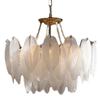 Lámpara de araña de sala de estar de cristal de plumas de lujo ligero de estilo francés posmoderno transfronterizo, lámparas de habitación simples italianas para dormitorio principal, comedor, habitación