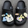 Sapatos felizes de urso com buraco transfronteiriços sapatos flor acessórios de sapato creme de dopamina fivela de sapato fofo de algodão fivela decorativa