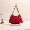 Bolsa de Hombro con Borlas de Algodón Tejido de Venta Caliente Transfronteriza Nueva Bolsa de Paja Plisada de Nicho para Mujer Bolsa de Playa para Vacaciones en la Costa