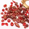 Acrílico Festivo Transparente Vermelho Dourado Retrô Contas Pulseira Colar Feito à Mão diy Acessórios de Joalheria Contas Soltas