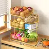 Artefacto de Almacenamiento de Cocina Cesta de Almacenamiento de Verduras Cesta de Verduras para Encimera Estante de Escritorio Piso Verduras Cebolla Jengibre Ajo Extraíble