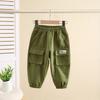 Pantalones de Otoño para Bebé 2024 Primavera y Otoño Nuevos Niño Guapo Bolsillo Pantalones Grulla Pantalones de Otoño para Niños Pantalones para Niños