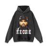 Marca de moda europea y americana rap retrato de rapero estampado sudadera con capucha lavada desgastada para hombre y mujer hip hop suéter holgado con capucha