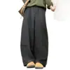 Pantalones de lana de pierna ancha en color gris oscuro para mujer, listos para enviar, otoño e invierno, de cintura alta, buena caída, pantalones casuales rectos holgados, estilo retro relajado