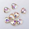 Colgante de cristal de corazón de melocotón de acero inoxidable dorado fondo puntiagudo amor solo colgante diy ropa pulsera collar accesorios de joyería