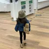 Chicas Primavera y Otoño Nuevo Estilo Coreano Holgado con Capucha Chaqueta de Mezclilla Top Casual Camiseta Blanca Larga Pantalones Ajustados Versátiles