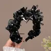 Diadema Elegante de Lunares con Lazo y Plisados de Gama Alta para Mujer, con Dientes para Agarre Antideslizante, Hace que la Cara Parezca Más Pequeña, Accesorio para el Cabello