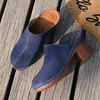 Chinelos Femininos de Salto Anabela Tamanho Grande, Novo Modelo 2026, Slip-On com Solado Grosso, Meio Chinelo Fechado Estampado