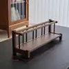 Juego de té de madera maciza de nogal negro norteamericano, soporte para tazas de té, estante de almacenamiento para tetera de arcilla púrpura, exhibición de mesa, estante de exhibición antiguo, estante de almacenamiento