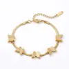 Pulsera popular de titanio y acero estilo ins, moderna, versátil, corazón, mariposa, estrella, geométrica, de acero inoxidable, joyería para la mano