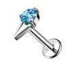 Joias de Liga de Titânio F136 com Piercings Labiais e de Orelha com Zircônia Apontada Embutida, Joias de Piercing Corporal de Titânio G23 Studs de Hélix