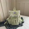 Mochila com Cordão Estampada Outono 2026 para Alunos do Ensino Fundamental II e Médio, Bolsa Casual de Tecido, Bolsa de Mão Escolar para Meninas