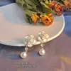 Pendientes de camelia con perla dulce y aguja de plata S925, pendientes de perla con forma de gota de agua con flor perlada retro japonesa y coreana, de moda