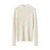 Suéter Base de Punto Kangsaixi Sin Costuras de Una Sola Pieza 100% Cachemira Pura para Mujer, Cuello Medio Alto, Corte Ajustado, Suave y Liso