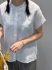 Mais Camisa de Verão Lisa Nova 100% Linho Cuidadosamente Selecionada Roupa de Trabalho Gola de Renda Redutora de Idade Camisa Pequena Top Curto para Mulheres