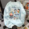 Sudadera Redonda American Pink Tie-Dye Crayon Shin-Chan para Mujer Otoño e Invierno Estilo Campus Lindo Perezoso Top Casual 2025
