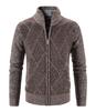 2024 comércio exterior novo primavera e outono forrado com fleece tamanho plus size masculino xadrez casual gola alta cardigã suéter de manga longa casaco