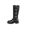 Botas Martin marrones de tacón grueso con hebilla de cinturón para mujer, botas hasta la rodilla estilo retro de primavera y verano, botas estilo western, botas de moda de caballero