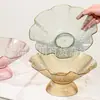 Nuevo Plato de Fruta Transparente Creativo Estilo Japonés Plato de Fruta de Plástico para Sala de Estar con Base Ensaladera Plato para Snacks