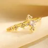 Anillo de Flor de Iris Inspirado en Diseño Transfronterizo, Flor de Cruz de Circonita Vintage para Hombres, Anillo Ajustable de Lujo Ligero de Nicho de Alta Gama
