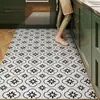 Tapetes de Piso Estilo Americano Retrô Laváveis e Limpáveis com Pano, Impermeáveis e à Prova de Óleo, Tapetes de Piso para Cozinha Resistentes a Manchas e Fáceis de Limpar, Tapetes Antiderrapantes