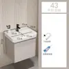 Set de gabinete para lavabo de baño estilo crema para espacios pequeños, lavabo cerámico integrado para uso doméstico