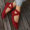Mocassins de Camurça Tamanho Grande com Solado Plano Cruzados Nova Coleção Primavera 2025 Estilo Europeu e Americano Bico Fino Raso Sapatos Casuais Tamanho 43