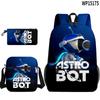 3D Novo Robô Cósmico Astrobot Estudante Mochila Bolsa Lápis Mochila Conjunto Impresso de Três Peças