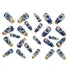 Puntas de Uñas Largas Florales Azul Marino Dorado Más Vendidas, Piezas de Uñas Estilo Retro de Lujo Ligero, Impresionantes Piezas de Uñas con Arte Floral Azul y Rosa