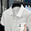 2025 Verano Transfronterizo Nuevo Bordado Seda de Hielo Camisa Polo para Hombre Moda Suelta Casual Talla Grande Camisa Polo para Hombre Dropshipping