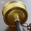 Bolso de Cuero de Pueblo Tibetano Rueda Giratoria de Manivela de Seis Caracteres de Cobre Pintura de Colores Cilindro Giratorio de Manivela Adorno de Cubo de Oro Giratorio de Mano