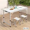 Mesa de Exterior Portátil de Aleación de Aluminio Plegable Mesa de Comedor Mesa Plegable y Sillas Mesa de Puesto Mesa Redonda de Tubo Cuadrado Mesa Pequeña de Picnic