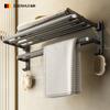 Toallero de baño gris pistola, ligero y sin perforaciones, de lujo, para baño, para colgar en la pared.