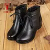 Botines retro de estilo étnico para mujer, piel suave, tacón grueso, colección otoño/invierno 2026, cómodos, forrados de felpa para abrigar, adecuados para madres