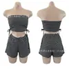 2 ColoresTraje de Baño de Alta Gama para Aguas Termales, Top Tube Casual Adelgazante, Conjunto de Tres Piezas Rayado Conservador Adelgazante, Traje de Baño de Dos Piezas
