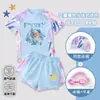 Nuevo conjunto de traje de baño de princesa de verano transfronterizo para niñas, traje de baño infantil, protector solar, secado rápido, diseño de dos piezas