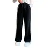 Calça de Lã Grossa com Forro, Estilo Novo Inverno 2024 para Meninas, Tamanhos Médio e Grande, Malha Solta com Ponto de Tapeçaria, Design de Perna Larga