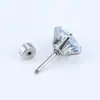 Brincos de zircônia de quatro garras de peça única para piercing corporal em aço titânio com rosca externa, venda quente transfronteiriça, fábrica em estoque, atacado