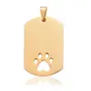 Acero inoxidable hueco garra de perro huella de garra de mascota rectangular huella de garra etiqueta de garra collar colgante de acero de titanio etiqueta militar
