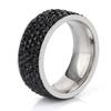 Anel Tricolor Azul, Preto e Cinza 8mm 5 Fileiras de Diamantes Moda Europeia e Americana Anel Cravejado de Diamantes Acessório Versátil Personalizado para Estudantes Venda por Atacado