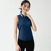 Chaleco deportivo de polo con media cremallera para mujer, con bloques de color, sin mangas, de secado rápido, adecuado para fitness, Pilates y yoga