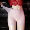 912 Medias de Seda Glaseada con Aguja Entrepierna Abierta Ropa Interior Sexy de Seda Glaseada Transparente Sin Costuras Calzoncillos Boxer Talla Grande para Mujer
