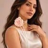 Joyería Transfronteriza Europea y Americana Hecha a Mano DIY Correa Multiusos Collar de Rosas Diseño de Flor de Tela Collar de Satén