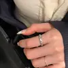 Anillo de Rombos Liso con Circonita de Diseño Único para Mujer, Anillo de Dedo Índice de Lujo Ligero de Gama Alta, Anillo Abierto Versátil de Moda