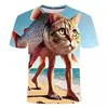 Primavera de 2026 Novo AliExpress EUA Montanha e Mar Clássico Estampa Digital 3D Gola Redonda Manga Curta Camiseta Top