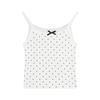 Spice Girl Encaje Cuello Redondo Estampado de Lunares Camisola de Algodón Puro con Copa Fija Espalda Hermosa Lazo Ropa Interior de Calle Frita