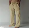 2026 Novo Estilo Todas as Estações Calças Longas Largas Calças de Praia Calças Casuais com Cordão Frontal Bolsos Algodão Moda Havaiana