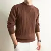 Suéter de tricô grosso para outono e inverno [Estilo Old Money] Suéter juvenil com gola redonda, peça superior espessa e quente, suéter de tricô