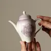 Tetera de Cerámica con Rosa Pintada a Mano en Morado Degradado Acabado Mate para Mujeres Tetera Individual Juego de Té Tetera de Mano